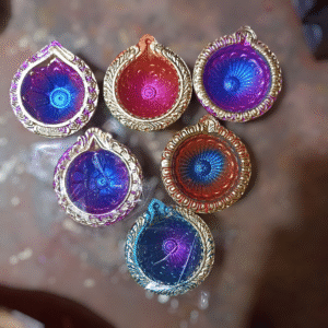 Clay 3 inch colour diya